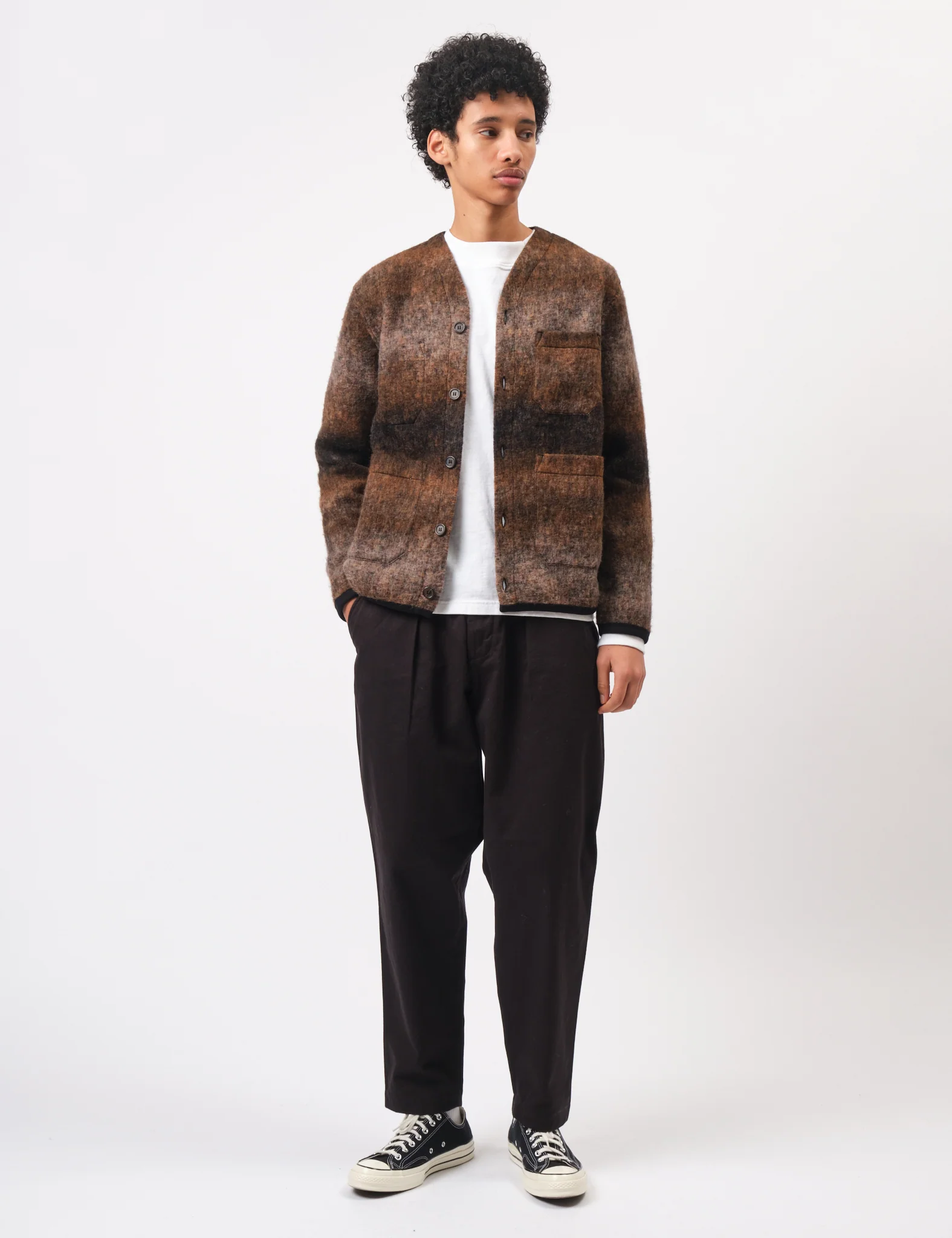 Universal Works Fleece Cardigan (Ombre) - Brown - Image 3