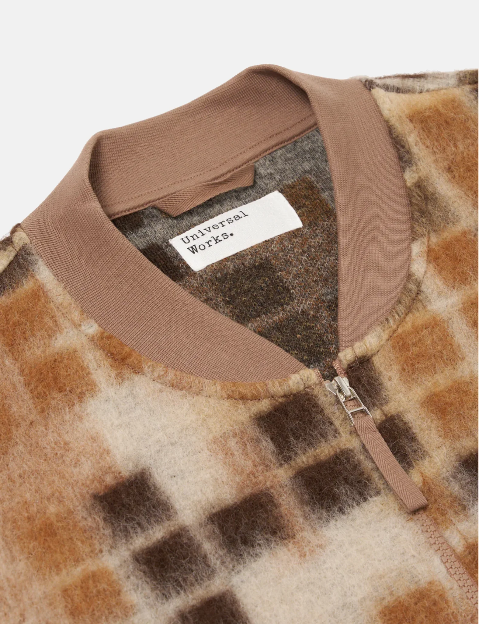 Universal Works Mosaic Fleece Zip Bomber - Sand - Image 6