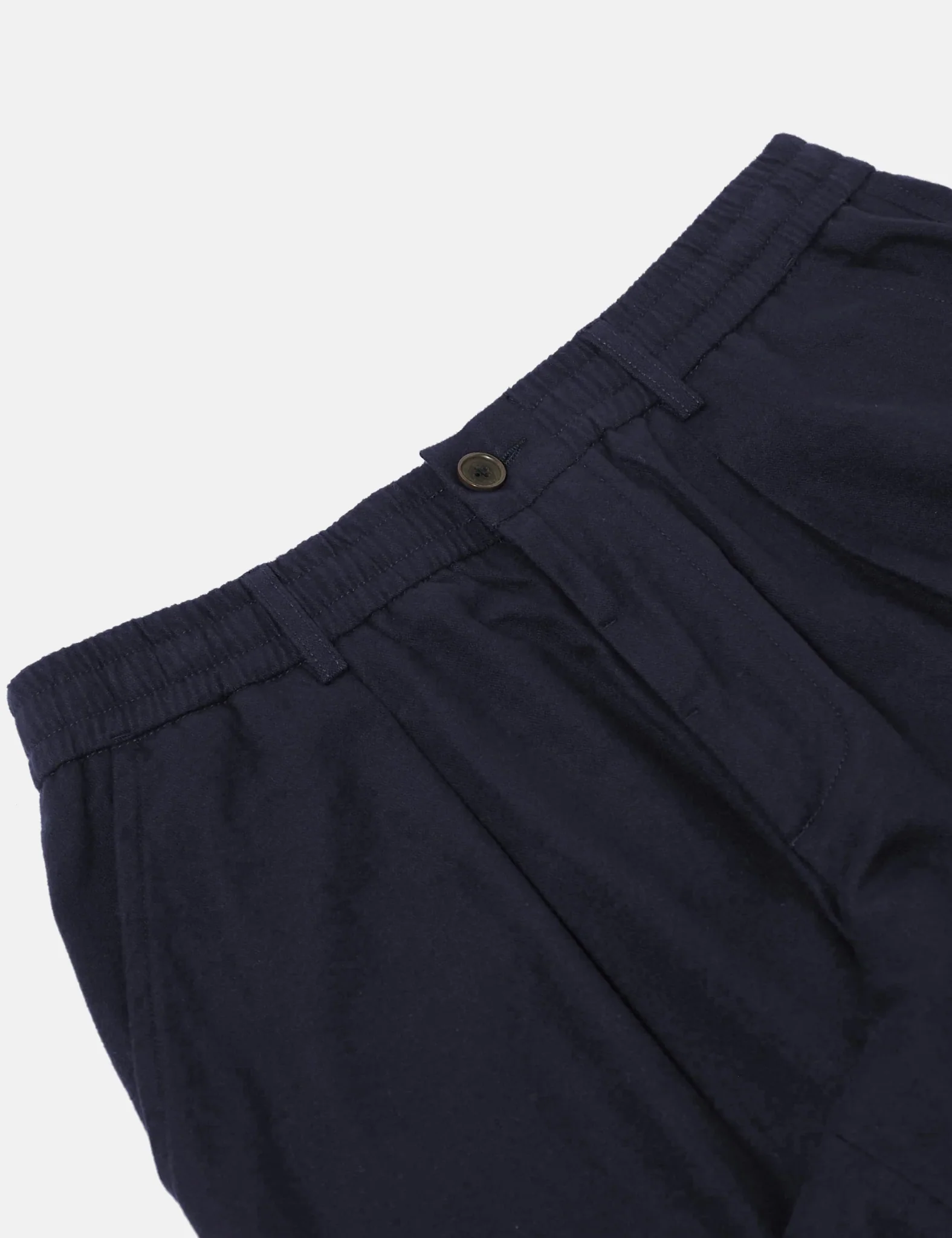 Universal Works Pleated Track Pant (Brushed Moleskin) - Navy Blue - Image 7