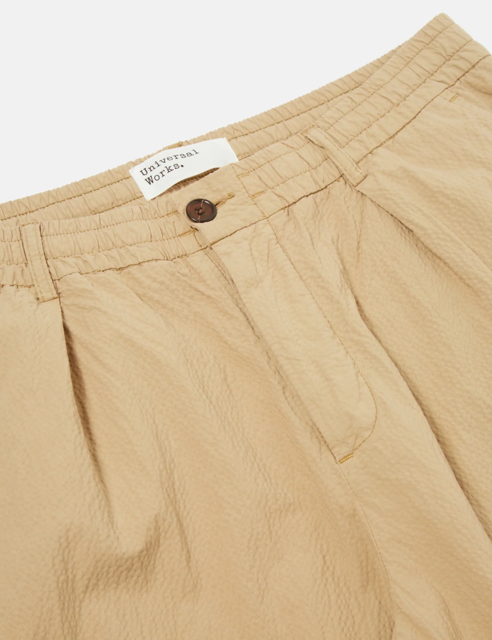 Universal Works Pleated Track Pant (Seersucker) - Summer Oak - Image 6