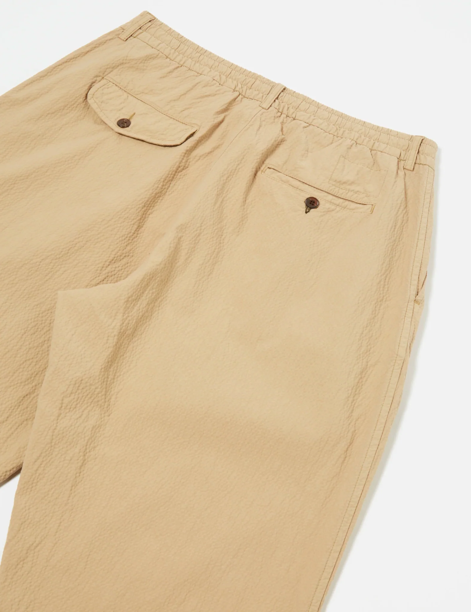 Universal Works Pleated Track Pant (Seersucker) - Summer Oak - Image 7