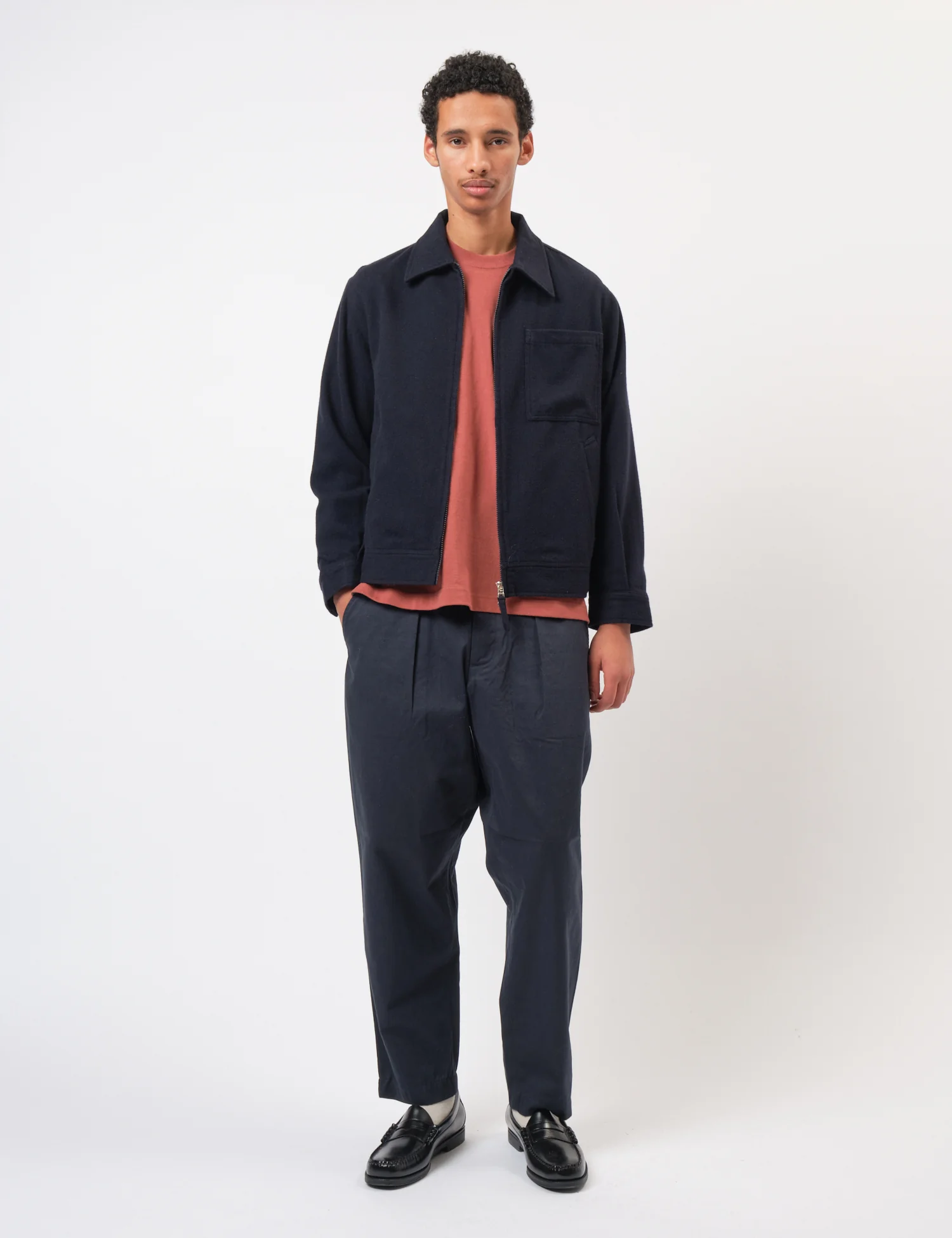 Universal Works Rose Bowl Jacket (Recycled Wool) - Dark Navy - Image 3