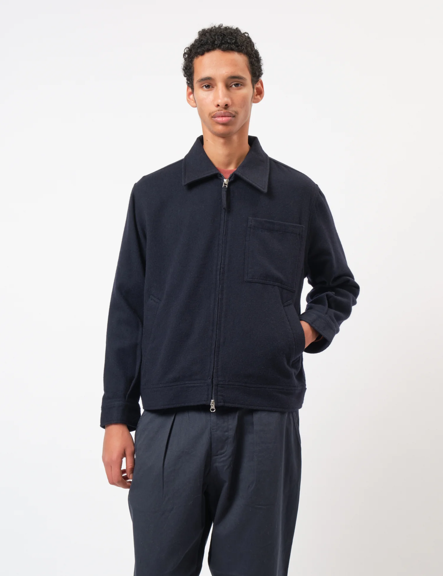 Universal Works Rose Bowl Jacket (Recycled Wool) - Dark Navy - Image 4