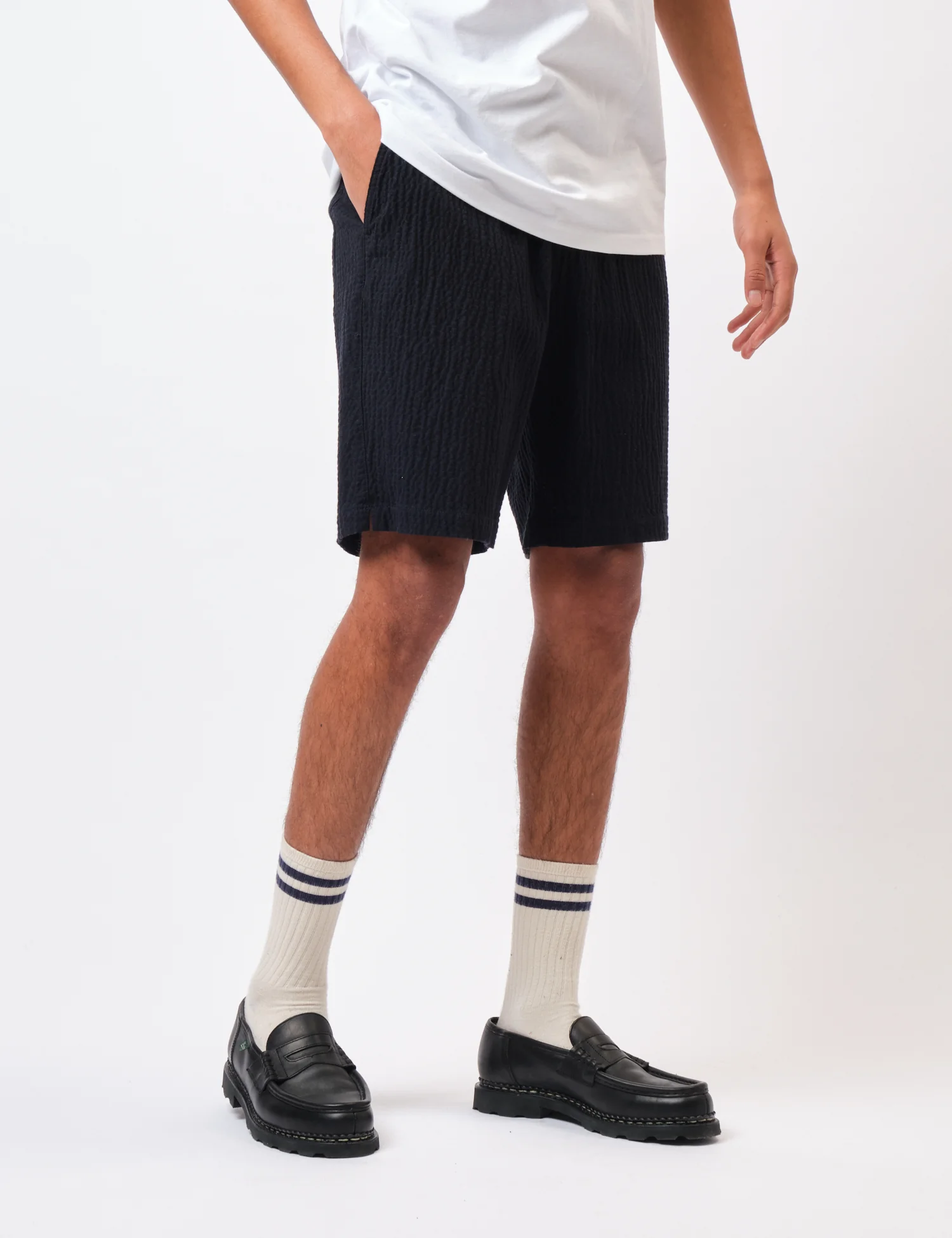 Universal Works Simple Shorts (Ospina Cotton) - Dark Navy Blue - Image 4