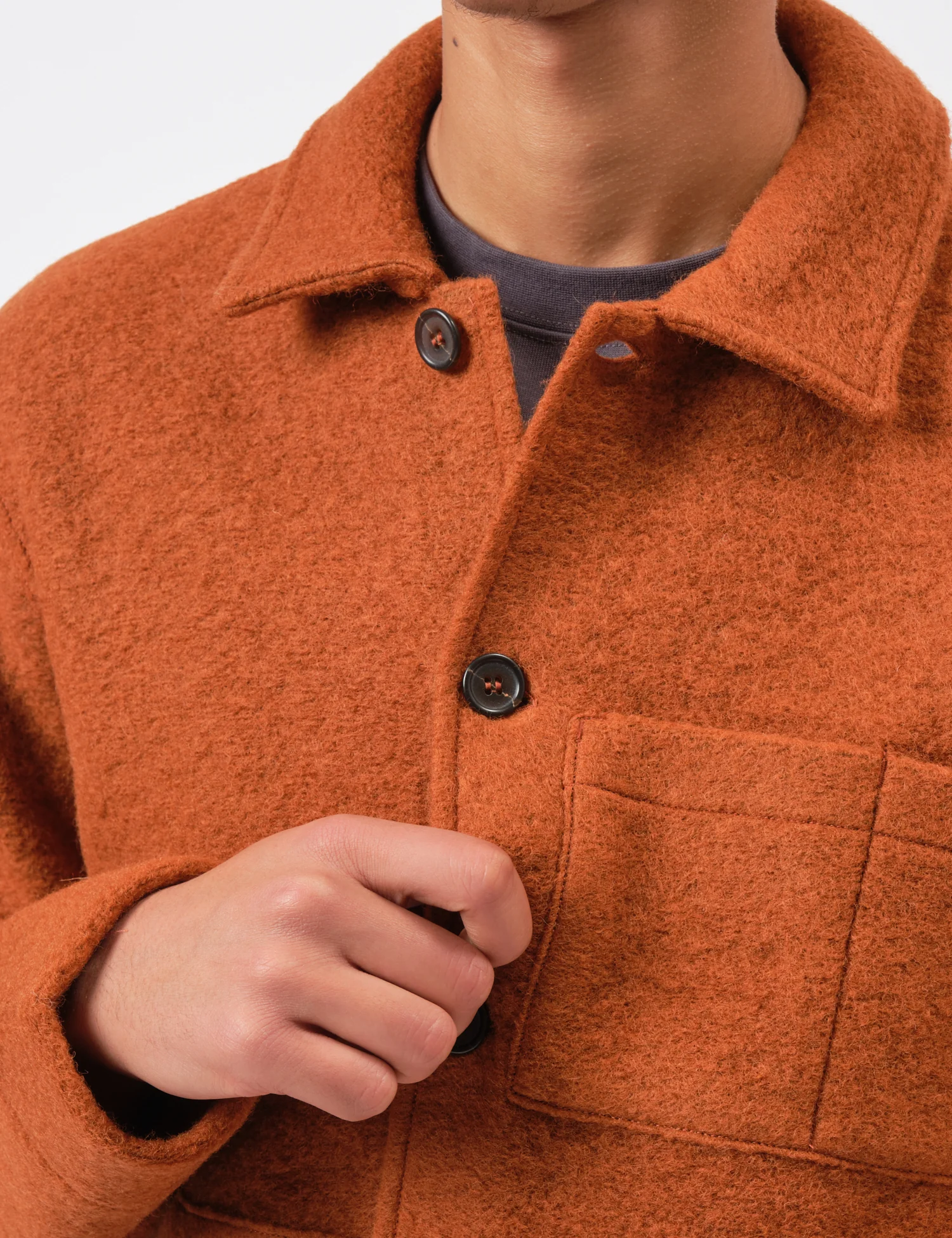 Universal Works Uniform Jacket (Wool Fleece) - Rust - Image 2
