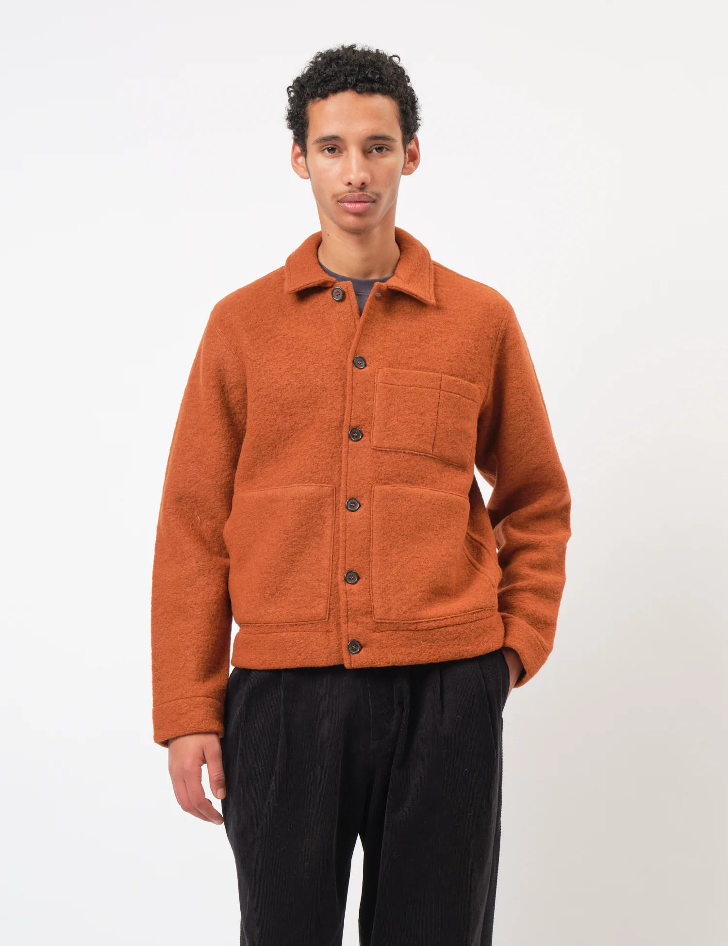 Universal Works Uniform Jacket (Wool Fleece) - Rust - Image 5