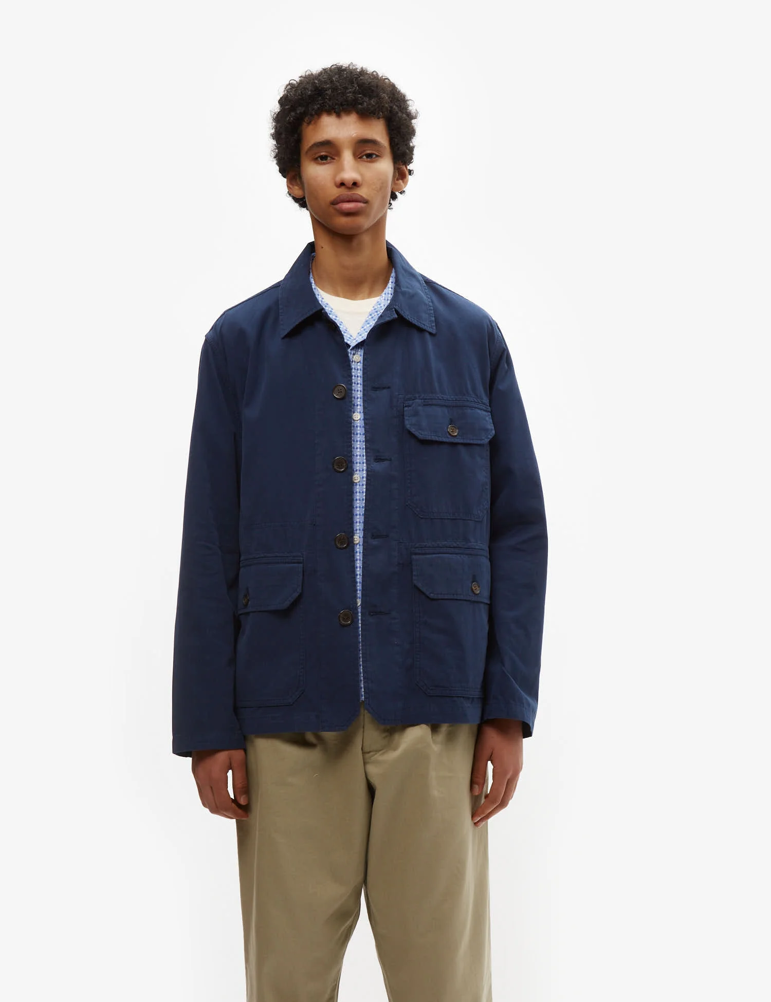 Universal Works Utility Jacket (Summer Canvas) - Navy Blue - Image 4