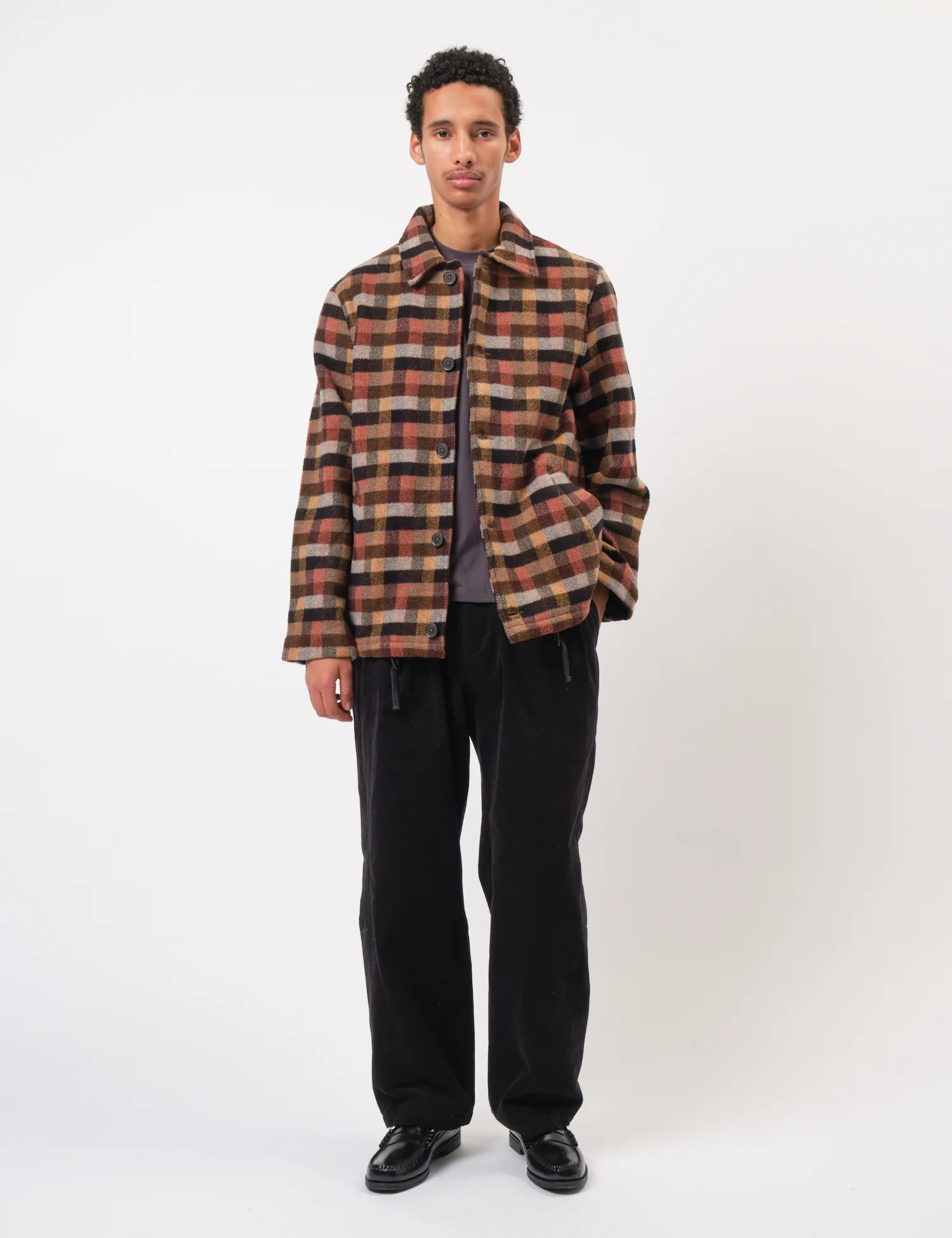 Universal Works Wayfarer Jacket (Merino Checkerboard) - Brown - Image 3