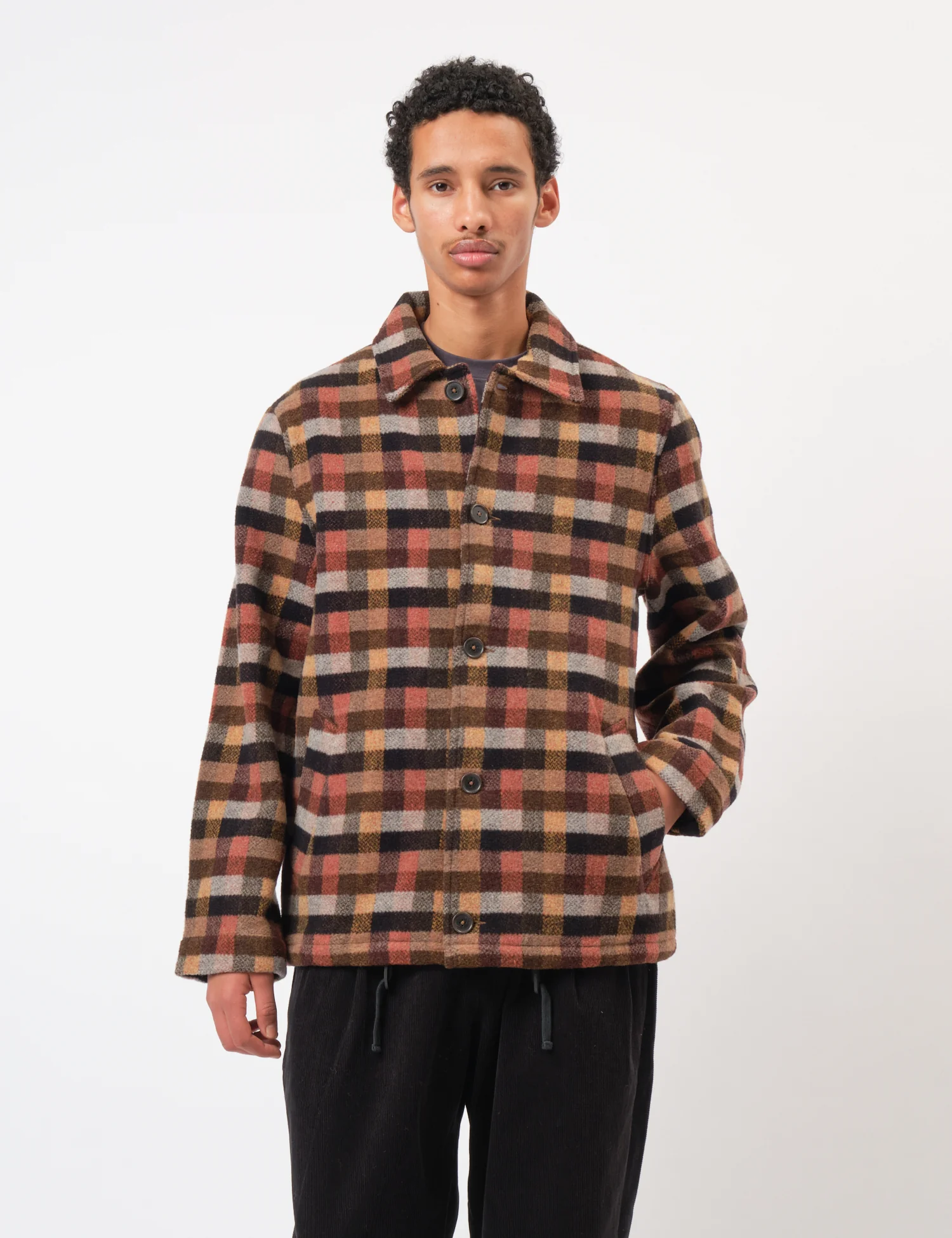 Universal Works Wayfarer Jacket (Merino Checkerboard) - Brown - Image 5