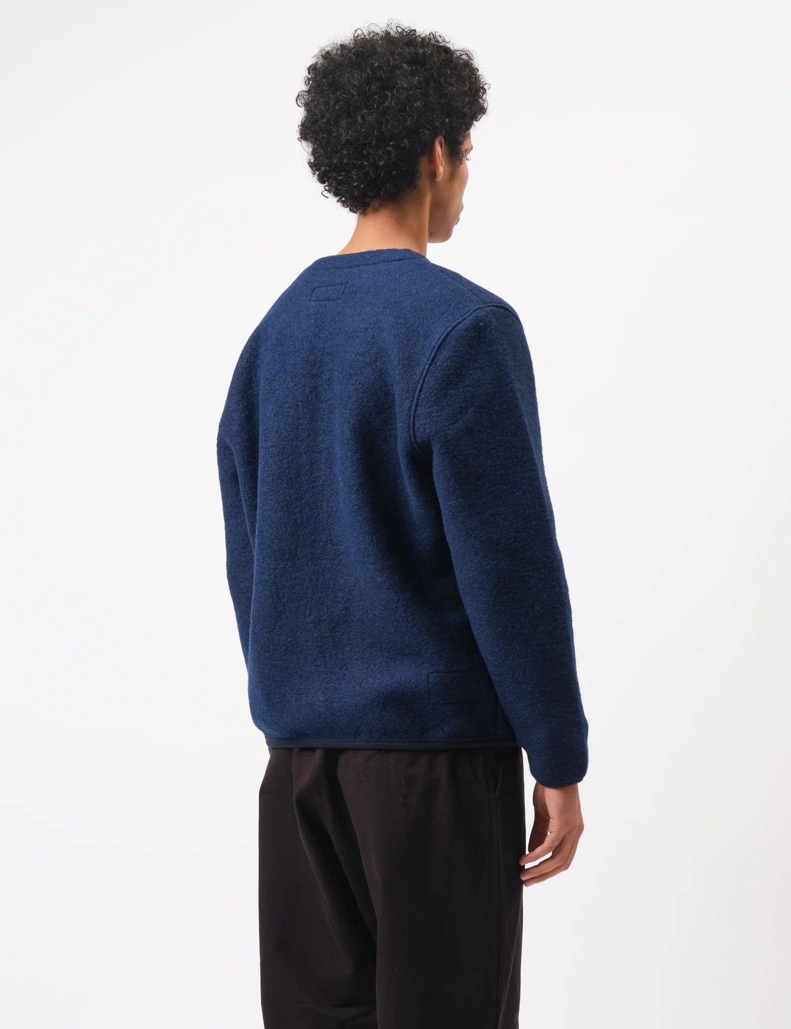 Universal Works Wool Fleece Cardigan - Indigo Blue - Image 4