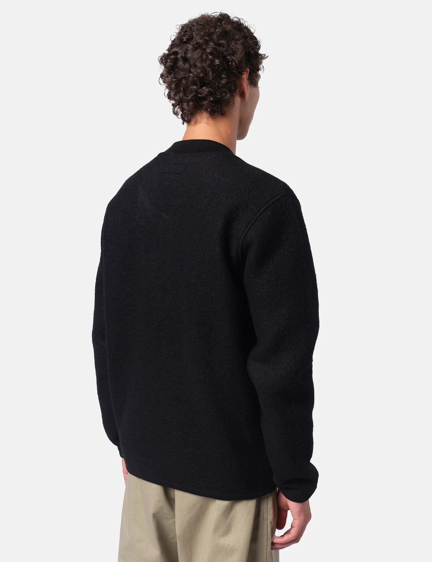 Universal Works Zip Bomber Jacket (Wool Fleece) - Black - Image 5