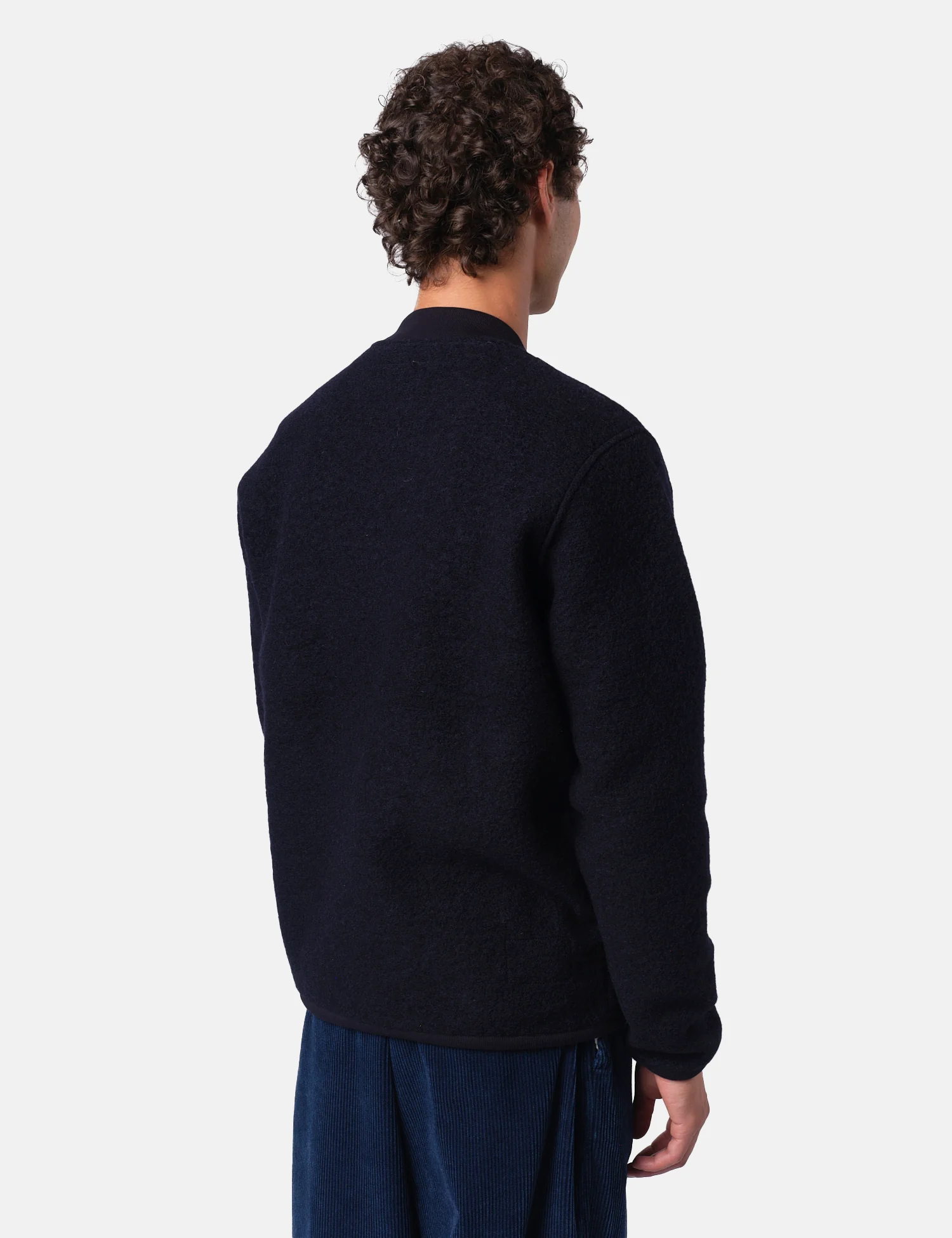 Universal Works Zip Bomber Jacket (Wool Fleece) - Navy Blue - Image 5