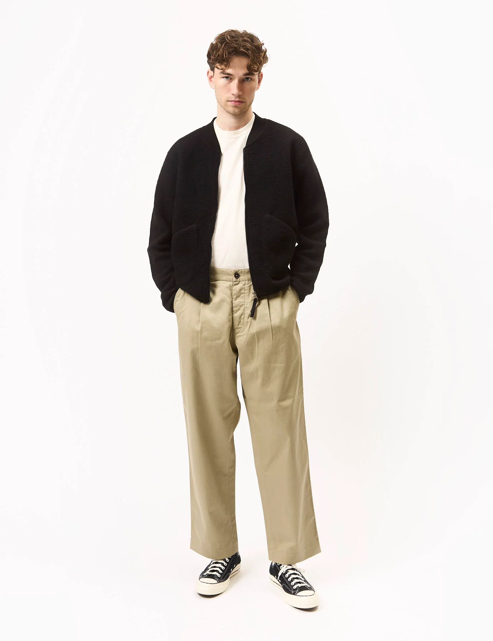 Universal Works Zip Bomber (Wool Fleece) - Black - Image 4