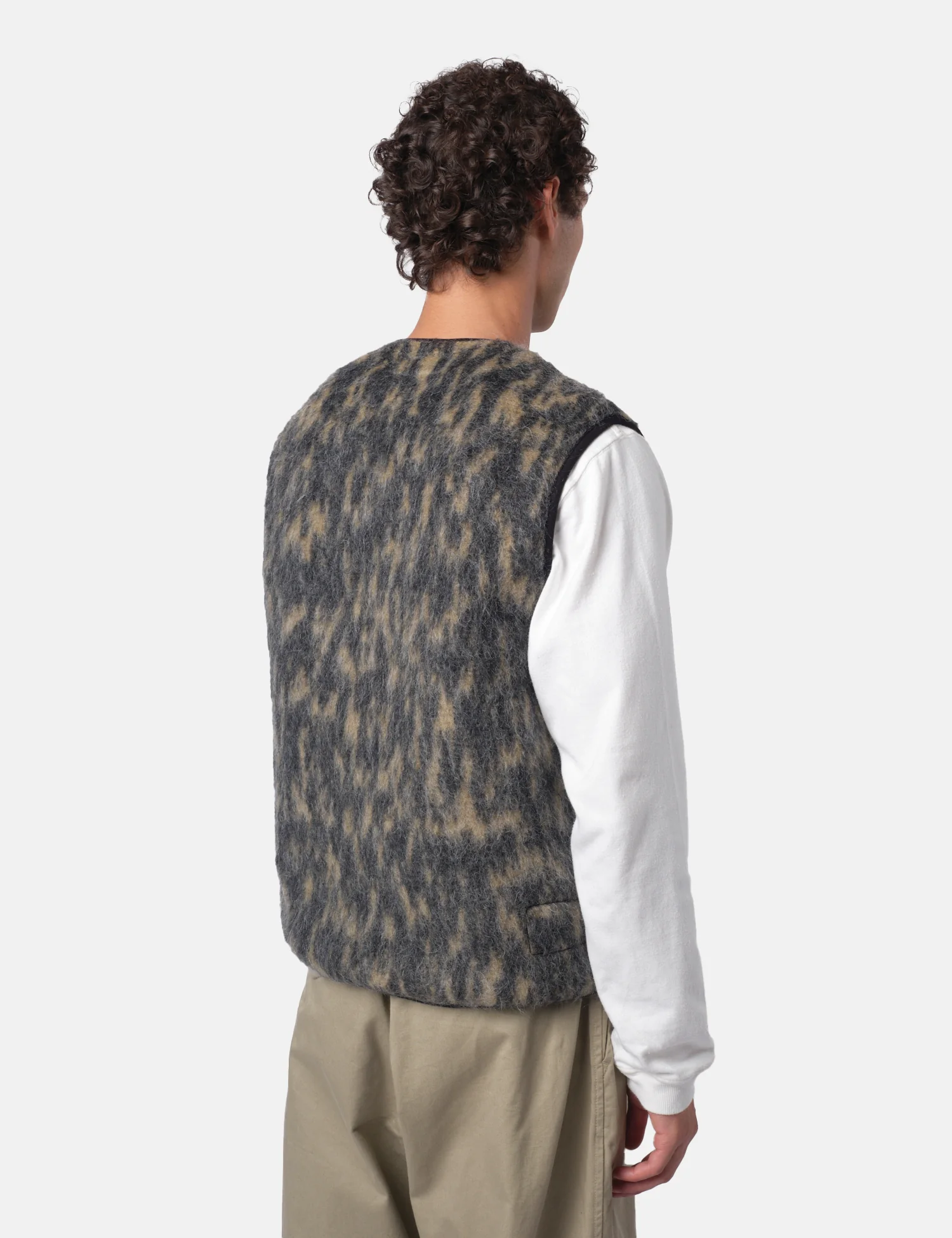 Universal Works Zip Gilet (Dolce Fleece) - Charcoal - Image 5