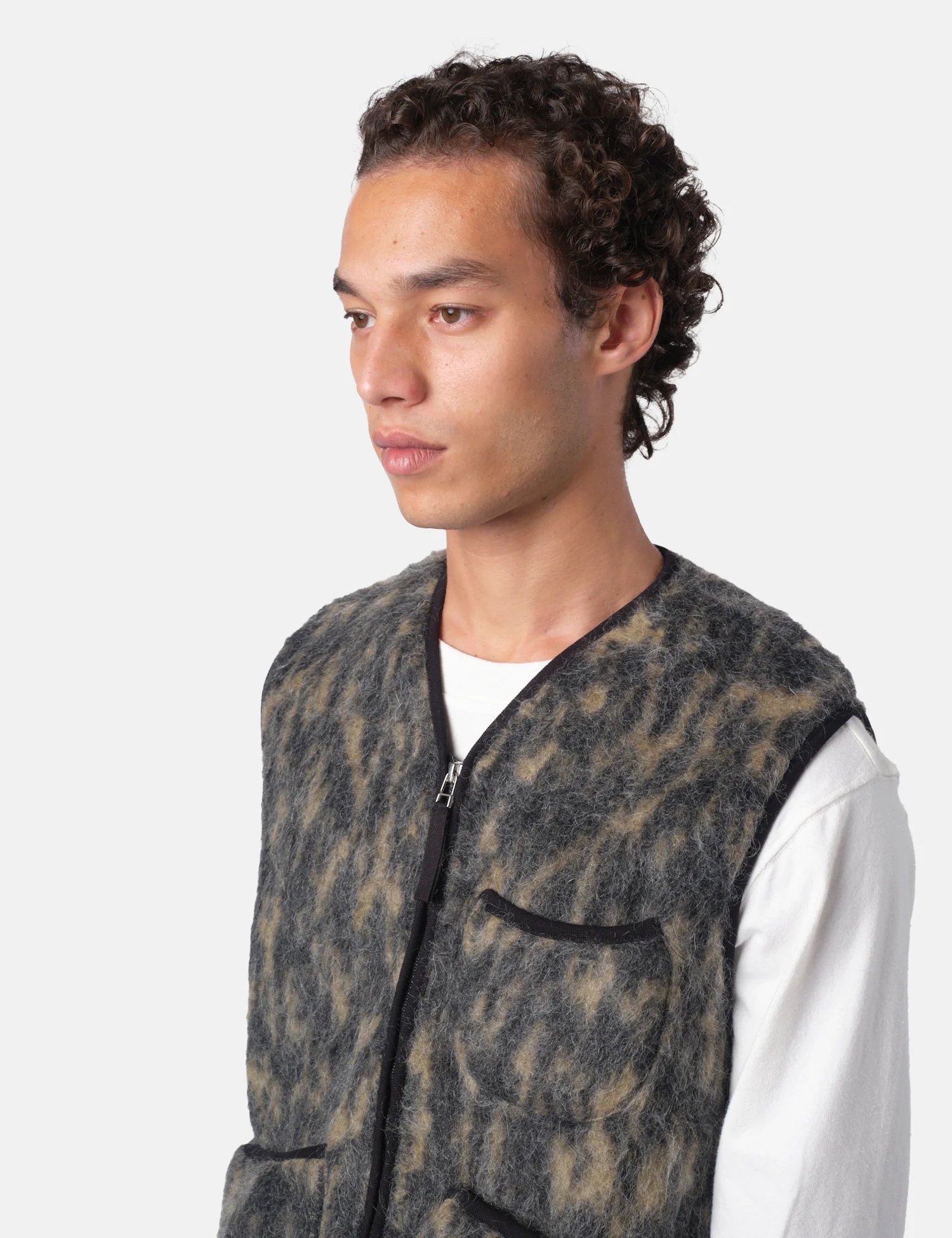 Universal Works Zip Gilet (Dolce Fleece) - Charcoal - Image 6