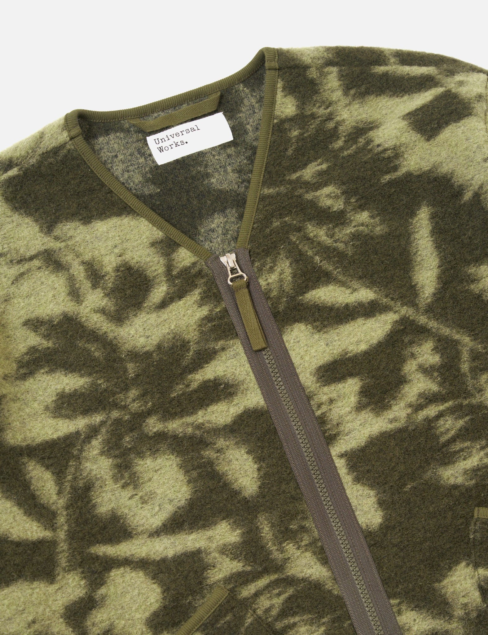Universal Works Zip Liner Jacket (Studio Fleece) - Green/Pale Green - Image 7