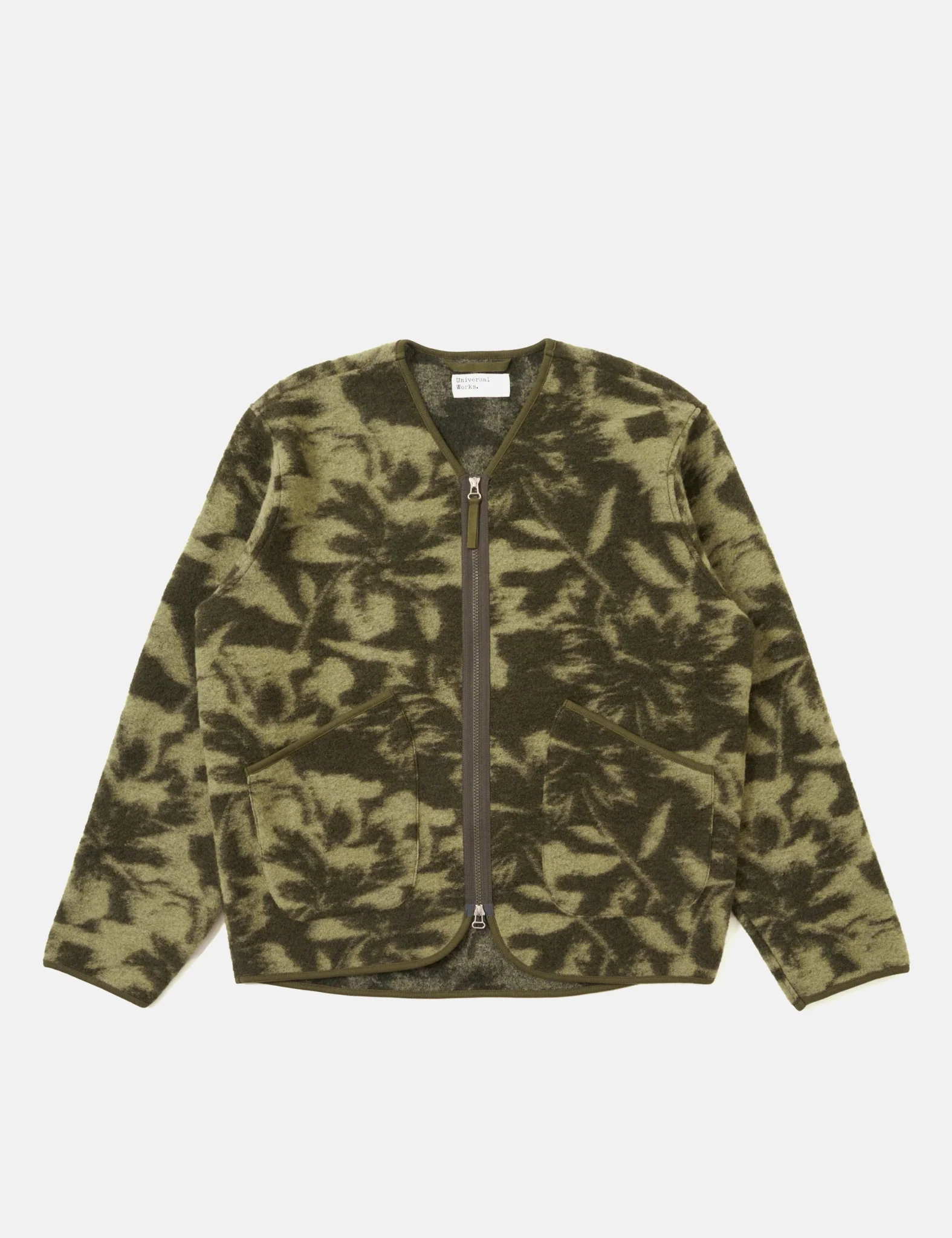 Universal Works Zip Liner Jacket (Studio Fleece) - Green/Pale Green - Image 8