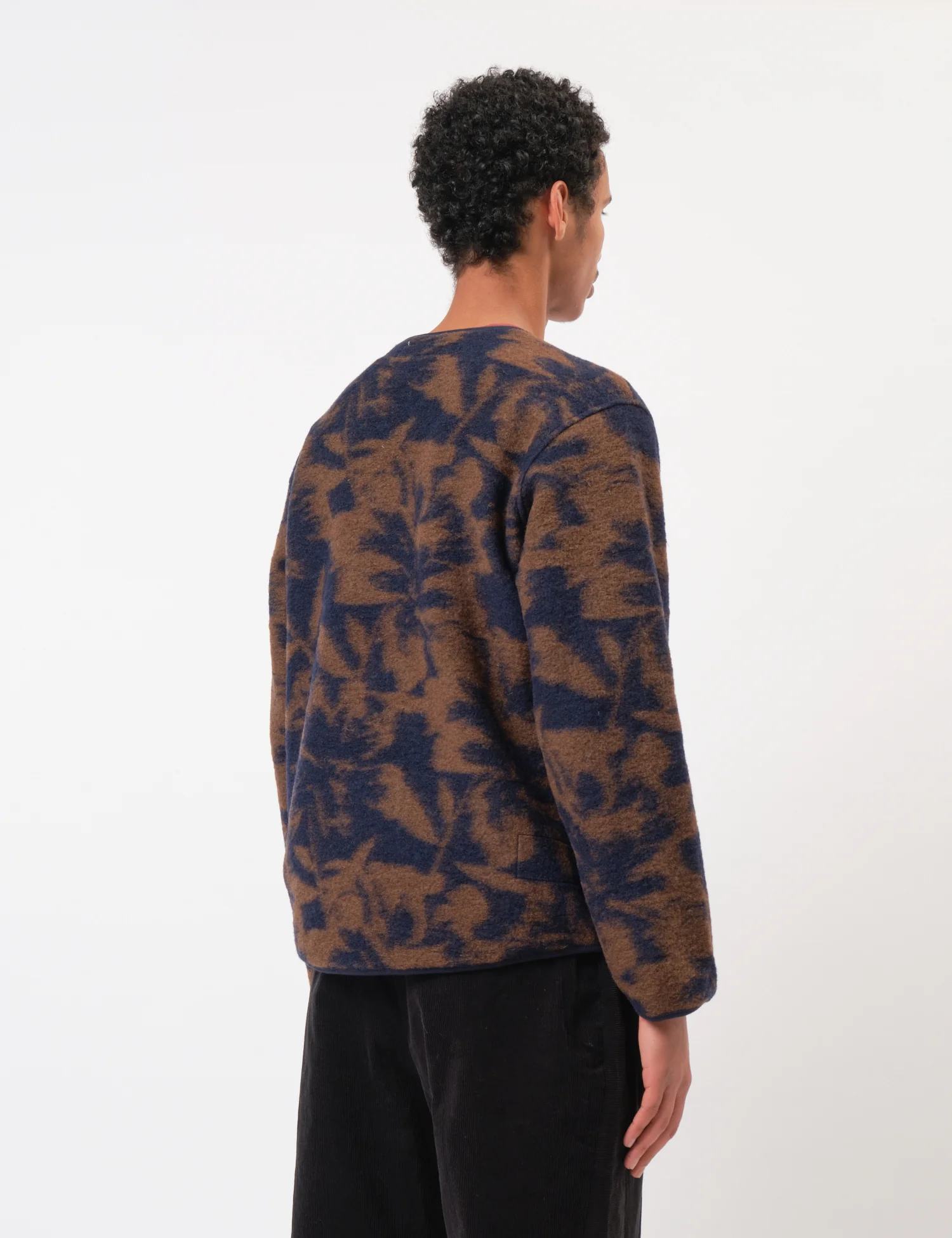 Universal Works Zip Liner Jacket (Studio Fleece) - Navy/Brown - Image 4