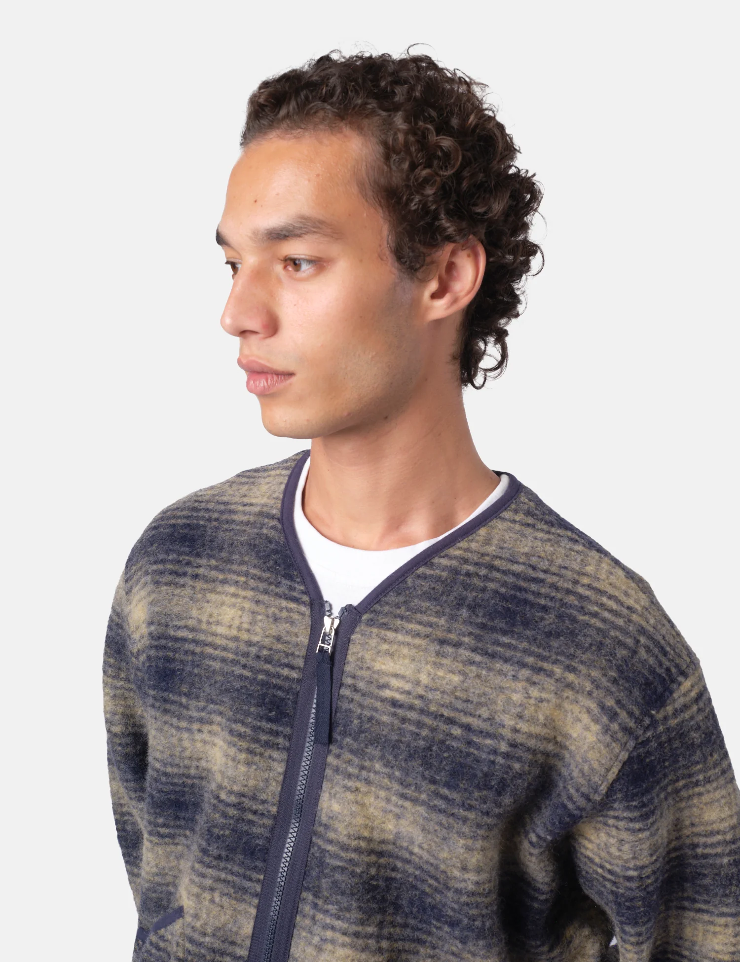 Universal Works Zip Liner Jacket (Uist Fleece) - Navy Blue - Image 2