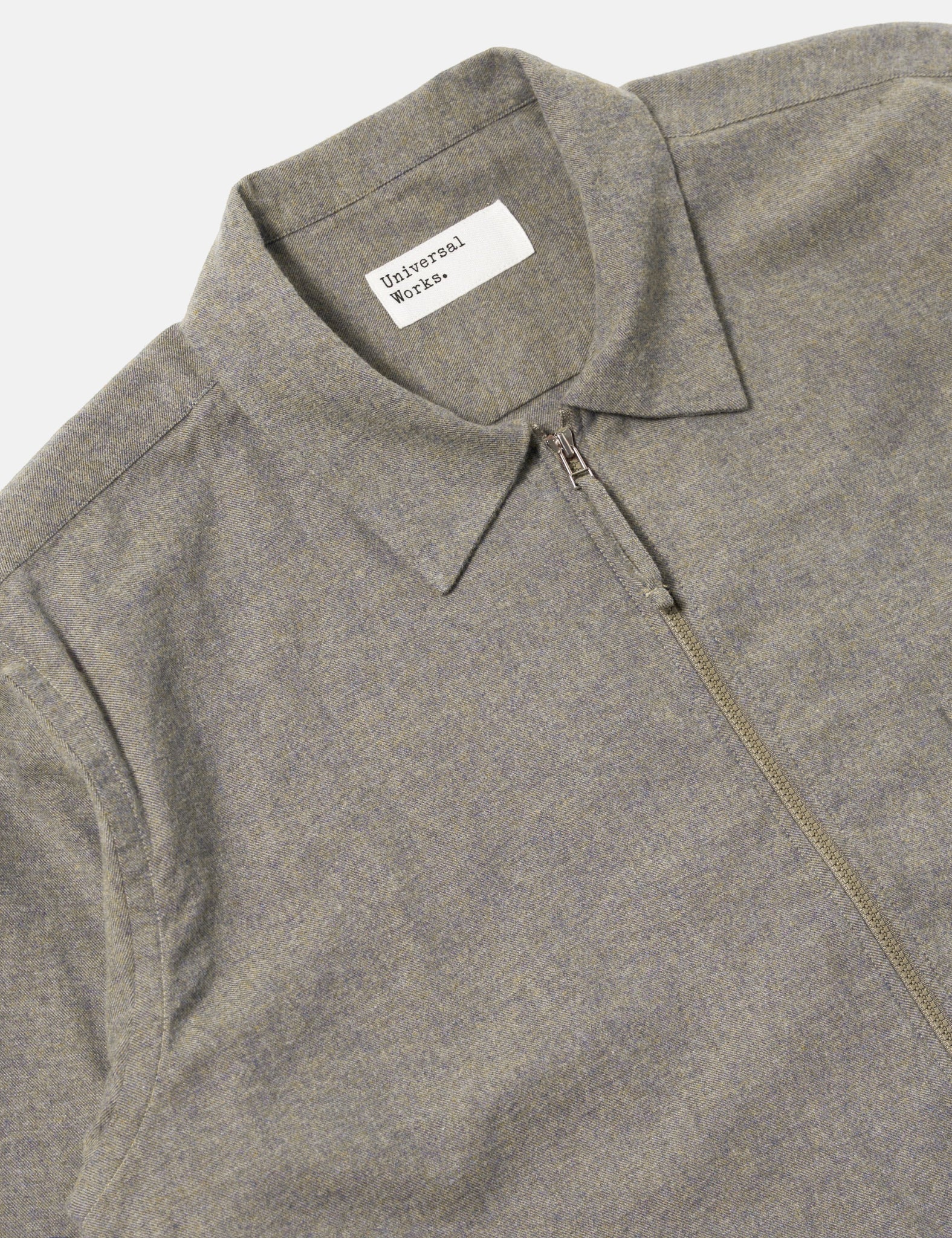 Universal Works Zip Shirt (Brushed Flannel) - Brown - Image 6