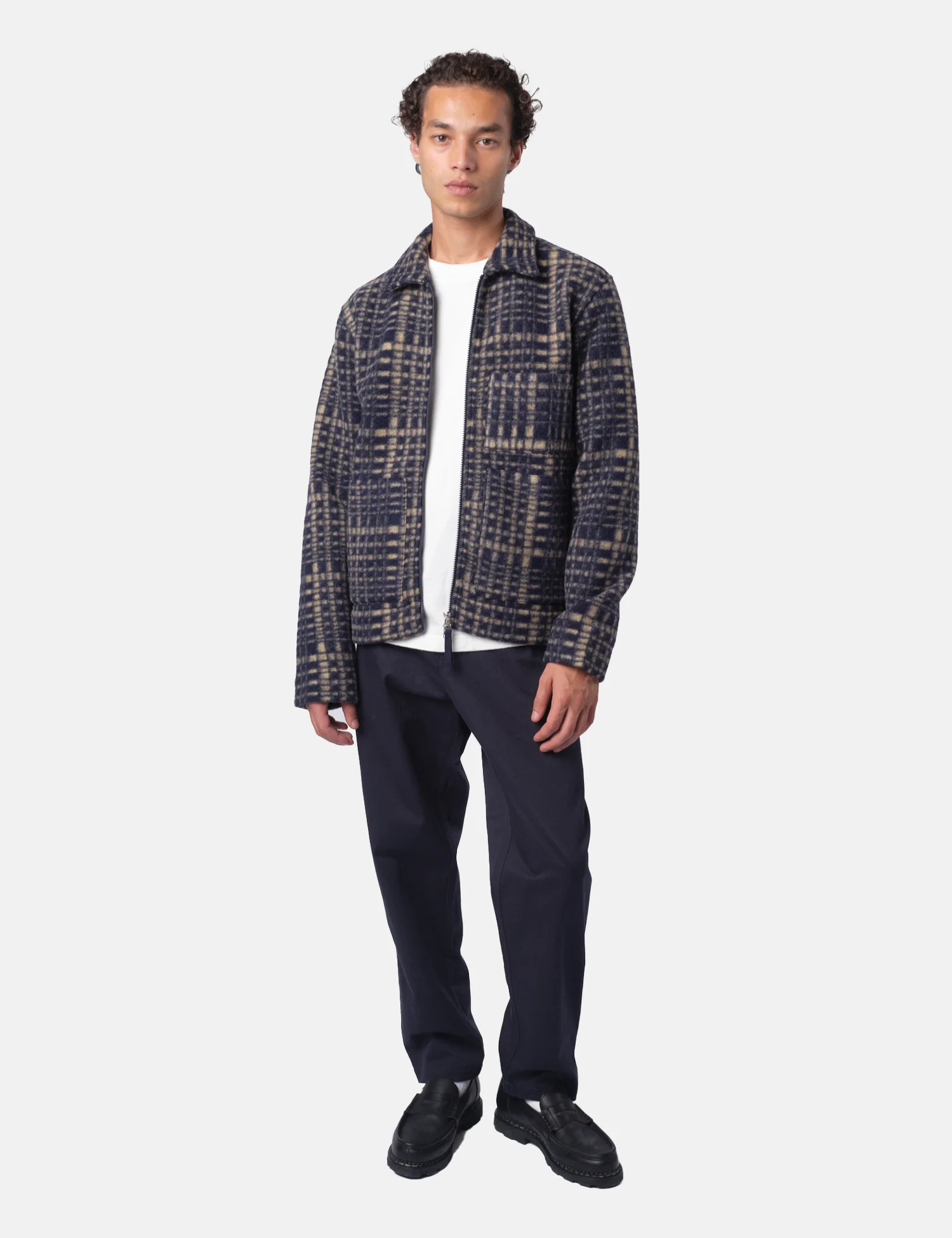 Universal Works Zip Uniform Jacket (Telepass Fleece) - Navy Blue - Image 4