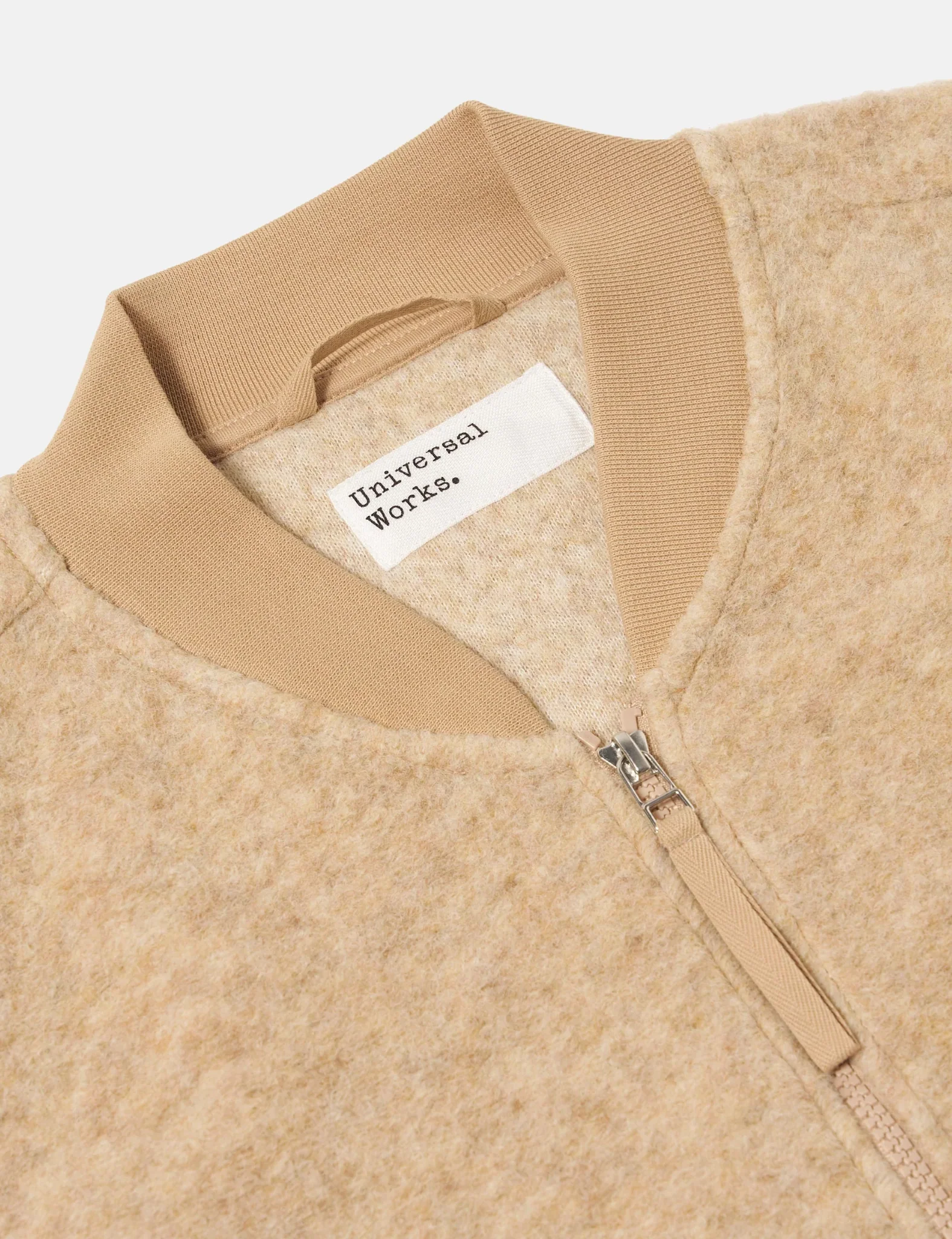 Universal Works Zip Waistcoat (Wool Fleece) - Fawn - Image 6