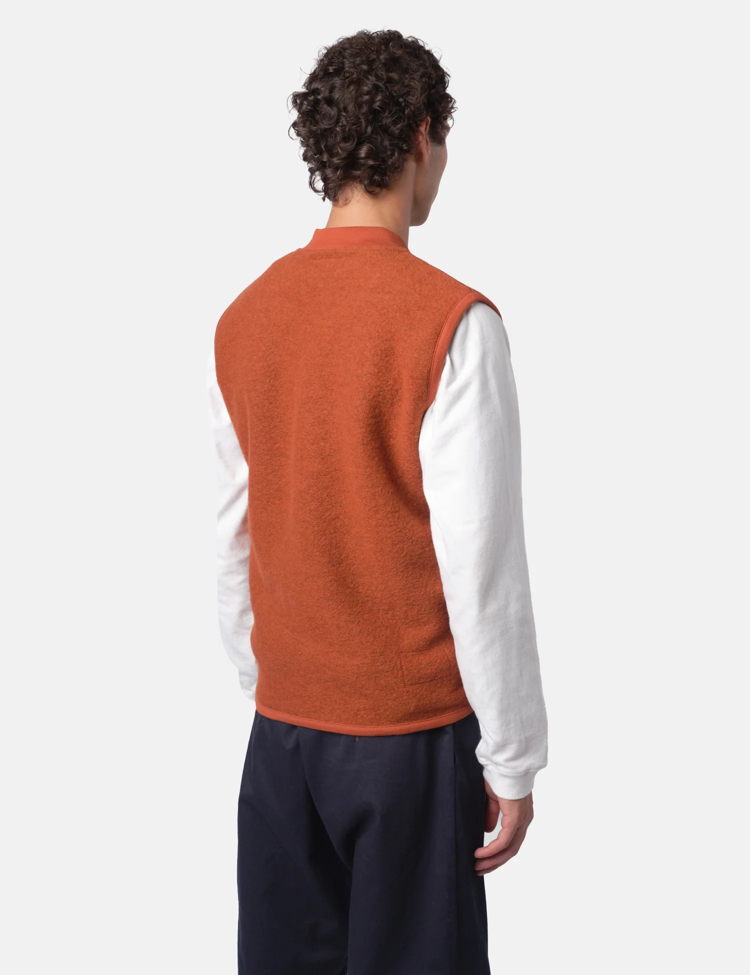 Universal Works Zip Bomber Vest (Wool) - Rust Orange - Image 10