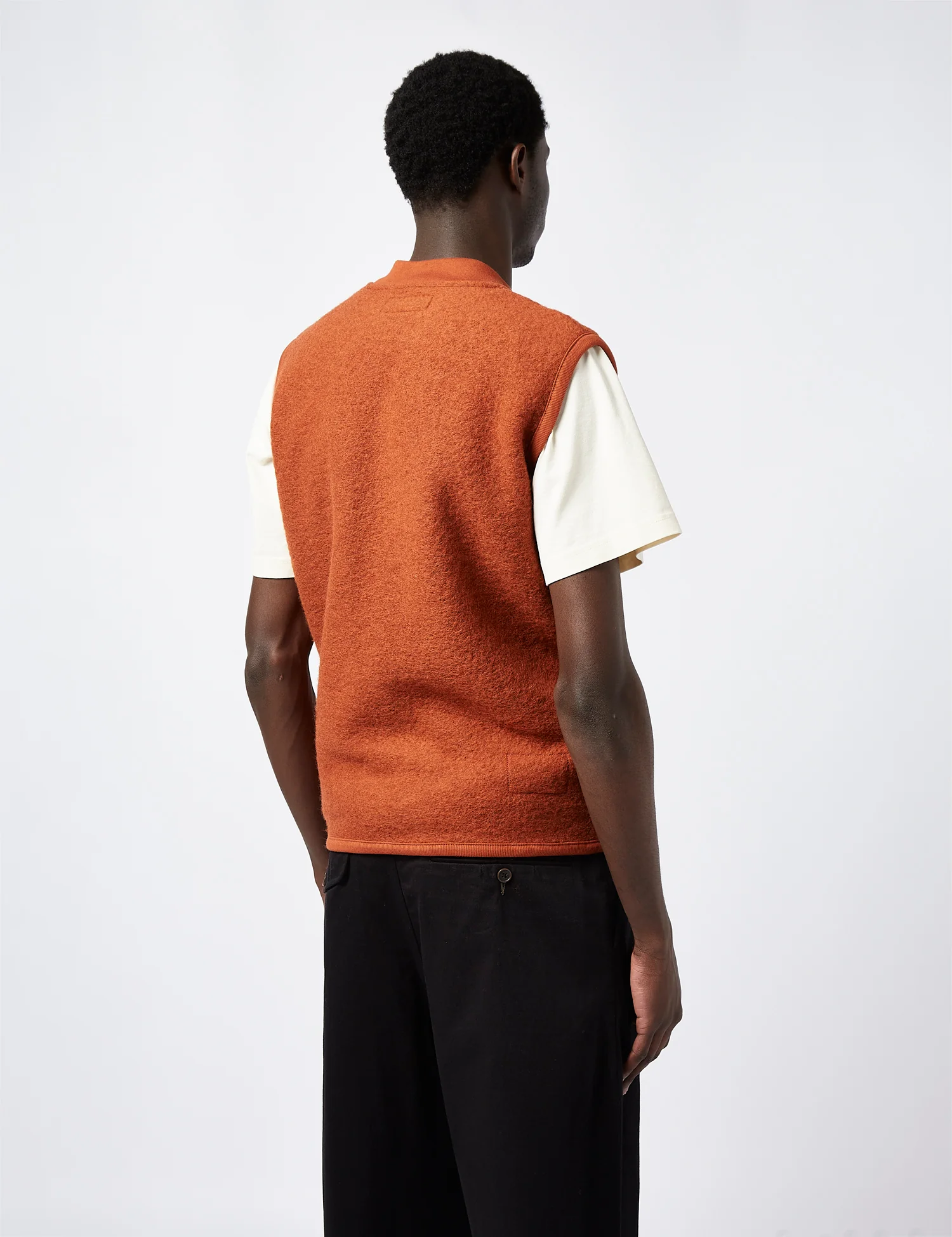 Universal Works Zip Bomber Vest (Wool) - Rust Orange - Image 4