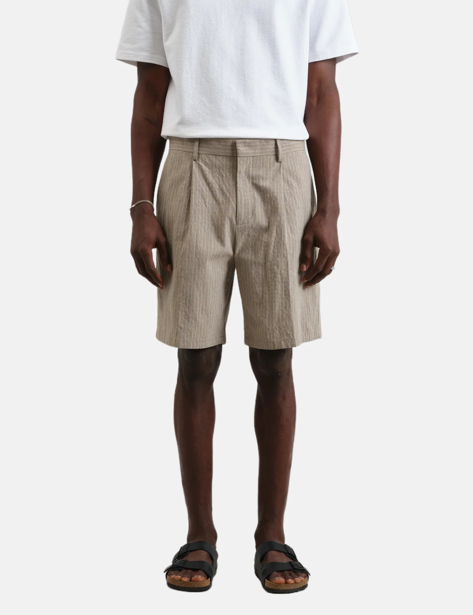 Wax London Linton Shorts (Chalk Stripe) - Natural