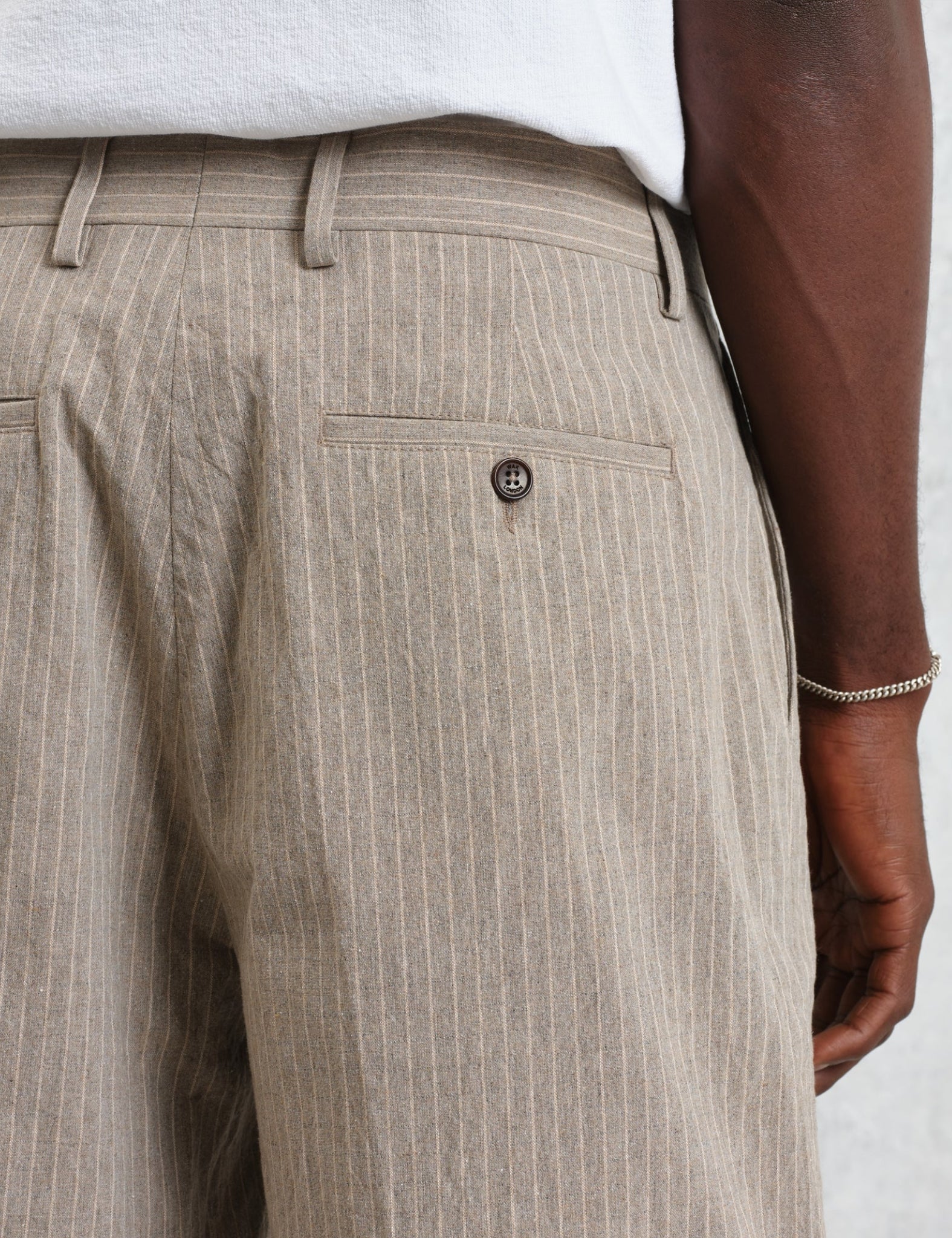 Wax London Linton Shorts (Chalk Stripe) - Natural - Image 2