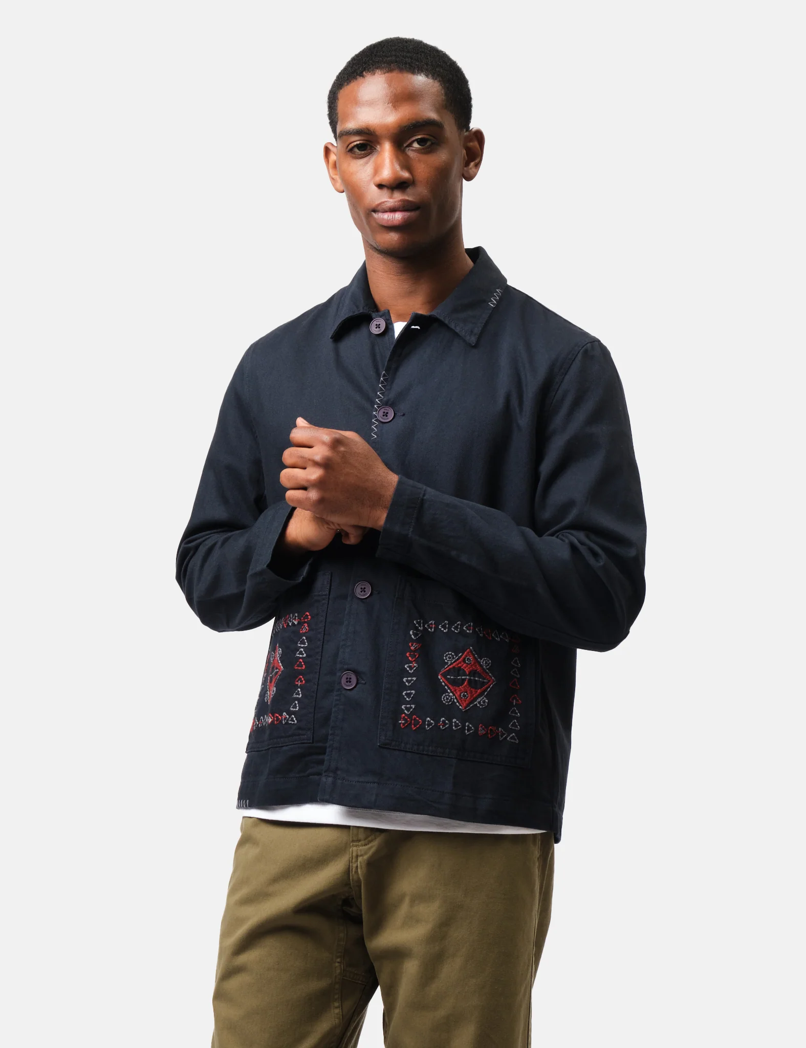 Wax London Mews Jacket (Cotton Linen Twill) - Navy Blue - Image 4